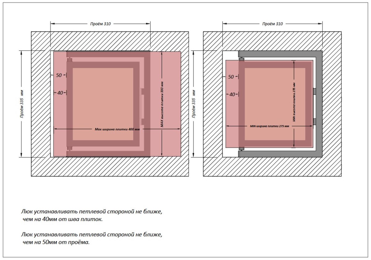 Люк одностворчатый Shagma 30х30 ревизионный под плитку ЛС300x300К 7 Люк одностворчатый Shagma 30х30 ревизионный под плитку ЛС300x300К — изображение 7