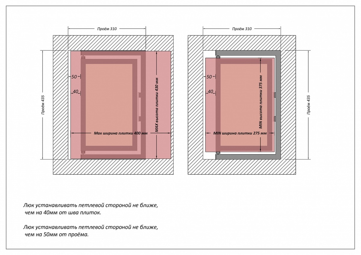 Люк одностворчатый Shagma 30х40 ревизионный под плитку ЛС300x400В 7 Люк одностворчатый Shagma 30х40 ревизионный под плитку ЛС300x400В — изображение 7