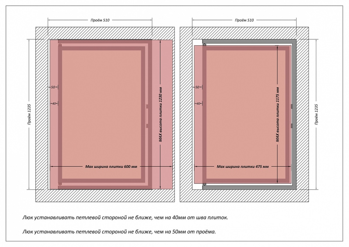 Люк одностворчатый Shagma 50х120 ревизионный под плитку ЛС500x1200В 7 Люк одностворчатый Shagma 50х120 ревизионный под плитку ЛС500x1200В — изображение 7